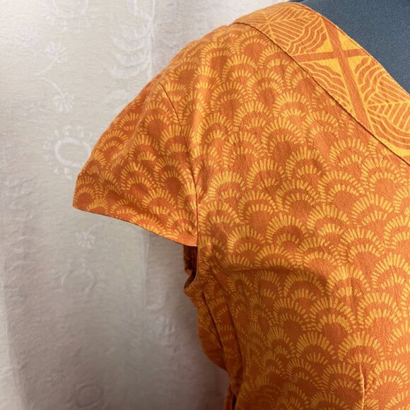 Mata Traders maxi dress orange mixed print A-line cotton boho lagenlook XL - Picture 3 of 7